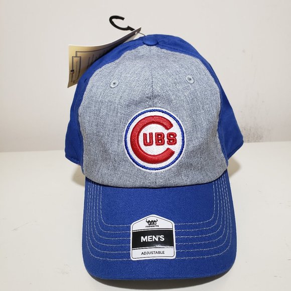 Chicago Cubs Hat Cap Strap Back Blue Gray MLB Cooperstown Fan Favorite Mens NWT - Picture 1 of 12